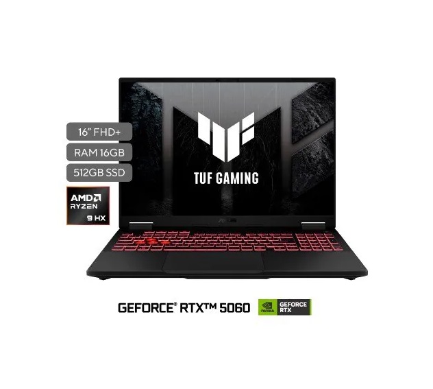 ASUS A15 A16 FA608PM 005 Portátil ASUS TUF Gaming A16 FA608PM-TU134 AMD Ryzen™ 9 8940HX 15.6" 16GB DDR5 RTX™5060 8GB GDDR7 - Imagen 1