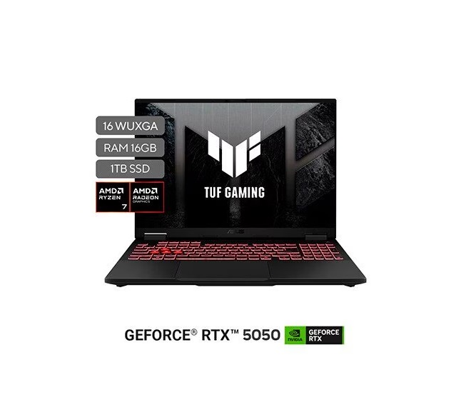 ASUS A15 A16 FA608PM 006 Portátil ASUS TUF Gaming A16 FA608UH-RV013 Ryzen™ 7 260 16GB DDR5 1TBSSD RTX5050 8GB GDDR7 - Imagen 1